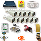 11 Kamerali Set - Hareket Algilayan Gece Görüşlü 24 Smd Led 5mp Sony Lensli 1080p Full Hd Metal Kasa Güvenlik Kamerasi Seti 6224