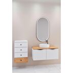 BELISSIMO 100 CM BEYAZ LAVABOLU BANYO DOLABI  BEYAZ /  KAYIN - YAN ÜNİTE DAHİL