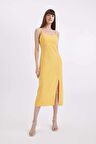 DeFacto Askılı Keten Karışımlı Askılı Maxi Elbise A9706AX24HSYL61