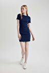 DeFacto Bodycon Fitilli Kaşkorse Kısa Kollu Mini Elbise C1503AX24SPNV241