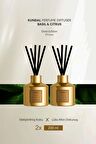 Parfüm Difüzörü Seçkin Gold Seri KUNDAL Perfume Diffuser Gold Edition 200ml 2Adet (Basil & Citrus)