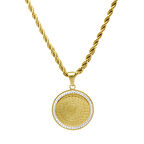 Gold Renk Beyaz Zirkon Taş Süslemeli (Reşat Altın) Beşi Bir Yerde Tasarım Çelik Kadın Kolye