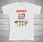 23 Nisan bayramı Tshirt , İsme Özel Baskılı , Micro Polyester Kumaş
