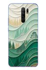 Redmi 9 Uyumlu Beyaz Çizgili Orman Baskılı Silikon Kılıf
