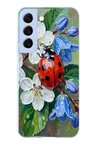Samsung Galaxy S22 Uyumlu Uğur Böceği Yağlı Boya Baskılı Silikon Kılıf