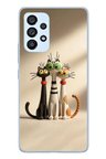 Samsung Galaxy A53 Uyumlu Neşeli Kedi Ailesi Baskılı Silikon Kılıf