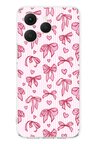 Tecno Spark 40 Uyumlu Pembe Fiyonk ve Kalp Desenli Baskılı Silikon Kılıf