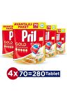 Pril Gold 280 Yıkama Tablet Bulaşık Makinesi Deterjanı 4x70 Adet 