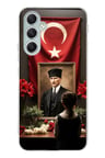 Samsung Galaxy A34 Uyumlu Atatürk Türk Bayrağı Tablo Baskılı Silikon Kılıf