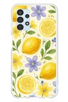 Samsung Galaxy A13 Uyumlu Sulu Boya Limon ve Çiçek Desenli Baskılı Silikon Kılıf