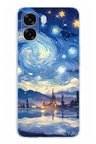 Oppo A6T - A6X Uyumlu Yıldızlı Gökyüzü ve Şehir Silüeti Baskılı Silikon Kılıf