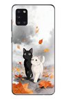 Samsung Galaxy A31 Uyumlu Sonbahar Kedileri Baskılı Silikon Kılıf