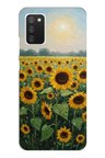 Samsung Galaxy A02S Uyumlu Ay çiçeği sulu boya Baskılı Silikon Kılıf