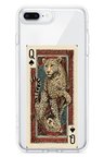 iPhone 7 PLUS-8 PLUS Uyumlu İskambil Kağıdı Tasarımlı Leopar Portre Baskılı Silikon Kılıf