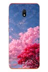 Redmi 8A Uyumlu Kırmızı Pembe Ağaçlar Baskılı Silikon Kılıf