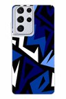 Samsung Galaxy S21 ULTRA Uyumlu Modern Mavi Geometrik Mozaik Baskılı Silikon Kılıf