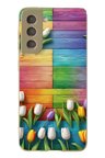 Samsung Galaxy S21 FE Uyumlu Renkli Laleler Baskılı Silikon Kılıf