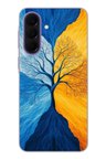 Samsung Galaxy A57 Uyumlu Sarı Mavi Ağaç Baskılı Silikon Kılıf