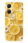Vivo Y18 Uyumlu Limon Dilimleri ve Papatya Desenli Baskılı Silikon Kılıf