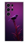 Samsung Galaxy S24 Ultra Uyumlu Mor Kuş Dalda Baskılı Silikon Kılıf
