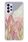 Samsung Galaxy A32 Uyumlu Pembe Laleler Baskılı Silikon Kılıf