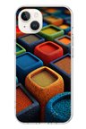 İphone 13/14 Uyumlu Renkli Kare Puflar Baskılı Silikon Kılıf