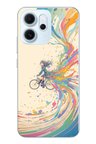 Oppo Reno 14F Uyumlu Rengarenk Bisikletli Kız Baskılı Silikon Kılıf