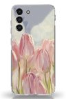 Samsung Galaxy S21 FE Uyumlu Pembe Laleler Baskılı Silikon Kılıf
