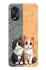 Oppo A38 Uyumlu Sarı ve Siyah Kedi Baskılı Silikon Kılıf