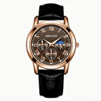 Modern ve Şık Klasik Roma Rakamları ile Zarif Tasarım Deri Kordon Erkek Kol Saati