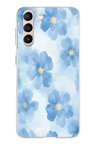 Samsung Galaxy S21 Uyumlu Mavi Çiçekler Baskılı Silikon Kılıf
