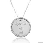 Gümüş Taşlı Kişiye Özel İsimli Kadın Kolye