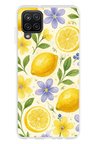 Samsung Galaxy A22-M22-M32 Uyumlu Sulu Boya Limon ve Çiçek Desenli Baskılı Silikon Kılıf