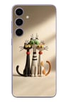 Samsung Galaxy S24 Plus Uyumlu Neşeli Kedi Ailesi Baskılı Silikon Kılıf