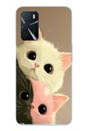 Oppo A16 Uyumlu Pembe Siyah Beyaz Kedi Baskılı Silikon Kılıf