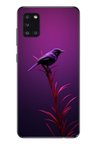 Samsung Galaxy A31 Uyumlu Mor Kuş Dalda Baskılı Silikon Kılıf