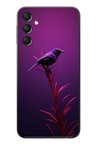 Samsung Galaxy A24 Uyumlu Mor Kuş Dalda Baskılı Silikon Kılıf