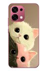Oppo A6 PRO
 Uyumlu Pembe Siyah Beyaz Kedi Baskılı Silikon Kılıf