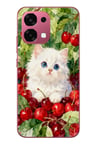 Oppo A6 PRO
 Uyumlu Kirazlı Kedi Baskılı Silikon Kılıf