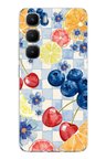 Infinix Hot 60 Pro Uyumlu Sulu Boya Meyve ve Çiçek Desenli Baskılı Silikon Kılıf