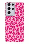 Samsung Galaxy S21 ULTRA Uyumlu Pembe Leopar Tasarımlı Baskılı Silikon Kılıf