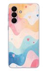 Samsung Galaxy A27 Uyumlu Pastel Renkli Dalgalı ve Kalp Baskılı Silikon Kılıf