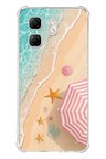 Infinix Hot 50i - Smart 9 Uyumlu Pembe Şemsiyeli Sahil Baskılı Silikon Kılıf