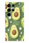 Samsung Galaxy S26 Ultra Uyumlu Yeşil Zeminli Sevimli Avokado Baskılı Silikon Kılıf