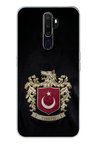 Oppo A5/A9 2020  Uyumlu Türk Sembolü Kurt ve Bayrak Desenli Baskılı Silikon Kılıf