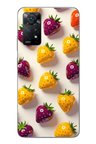 Redmi Note 11E Uyumlu Sarı Kırmızı Çilekler Baskılı Silikon Kılıf