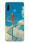Huawei P30 Lite Uyumlu Astronot Gökyüzü Baskılı Silikon Kılıf