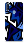 Samsung Galaxy A11-M11 Uyumlu Modern Mavi Geometrik Mozaik Baskılı Silikon Kılıf