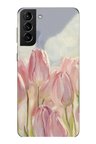 Samsung Galaxy S21 PLUS Uyumlu Pembe Laleler Baskılı Silikon Kılıf