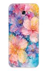Samsung Galaxy A7 (2017) Uyumlu Yağlı Boya Çiçekler Baskılı Silikon Kılıf